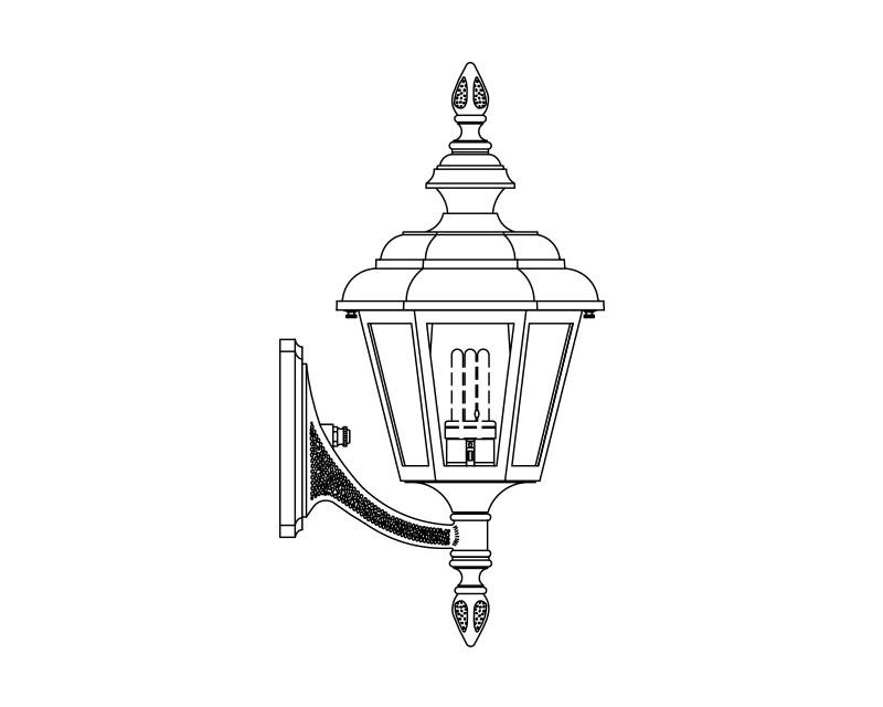 Value Line (6 Sided), Medium Fluorescent, aluminum, Wall Mount, opal acrylic, (1) 42W CFL, 120V